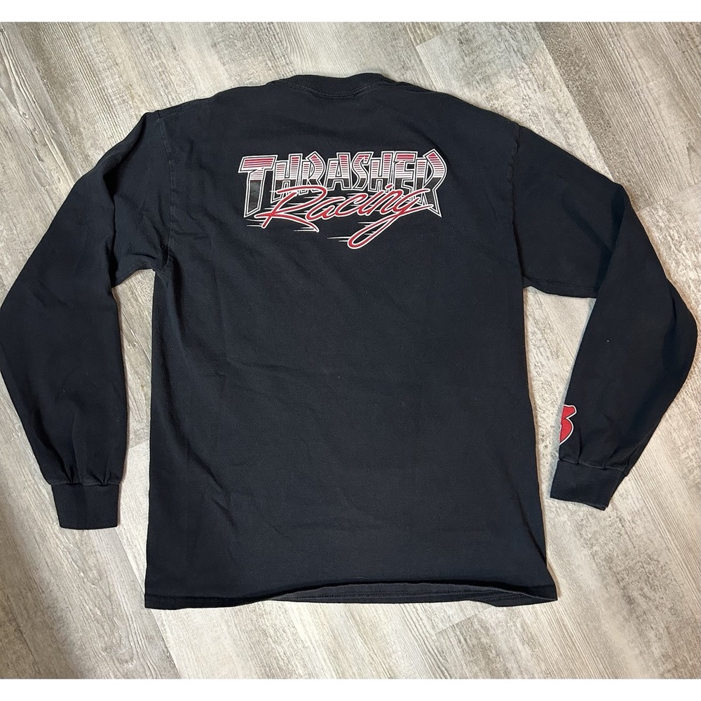 Thrasher Skateboard Magazine Racing Hot Rod 13 Long Sleeve T-Shirt Men's Medium